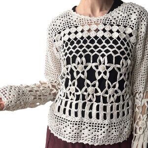 Vintage open knit crochet sweater 90's